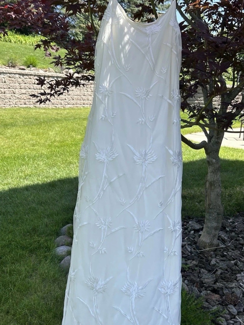 Vintage 90s APART Impressions Ethereal Embroidered Mesh Slip Dress